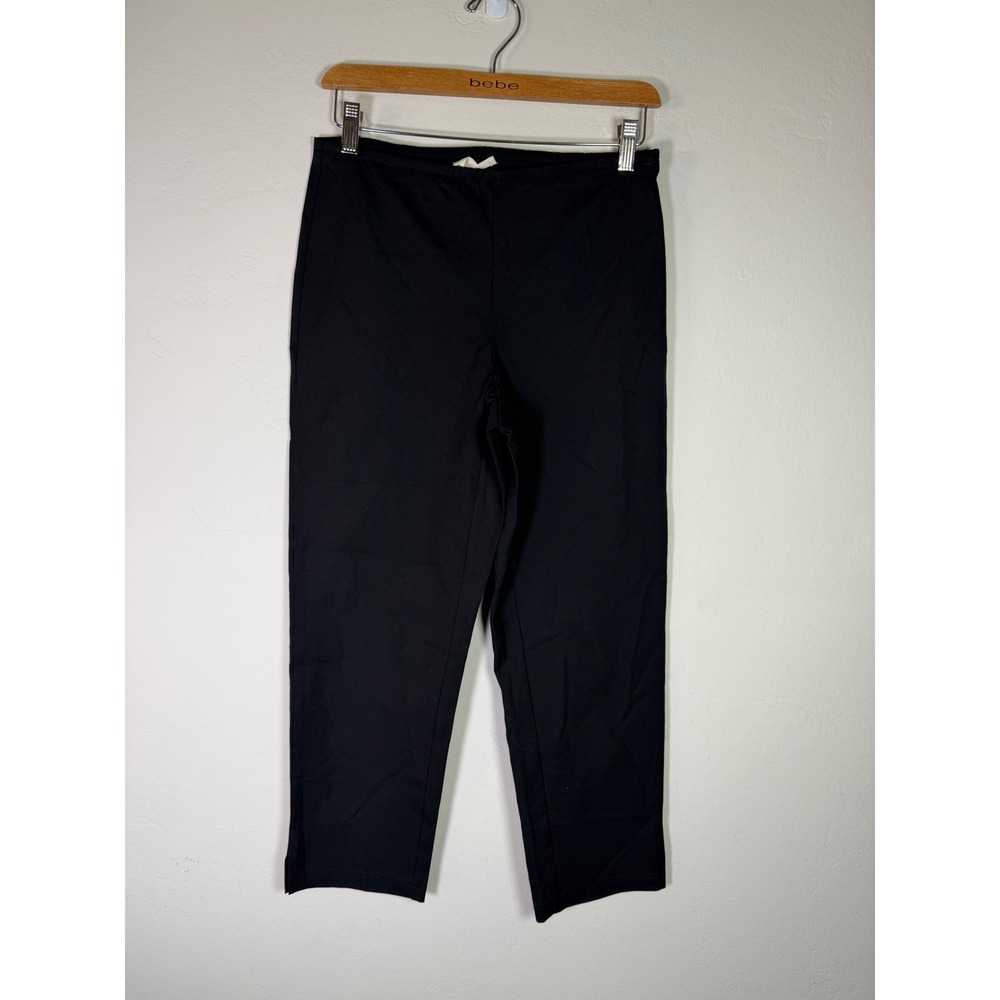 Eileen Fisher Petite Slim Ankle Pants Black Organic Cotton Side Zip R9KO PS/PP